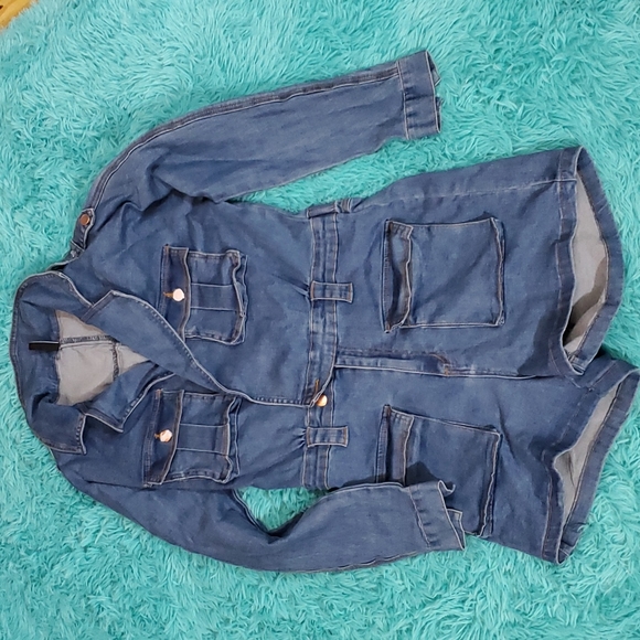 American Bazi Pants - American Bazi Long Sleeve Denim Romper NWOT